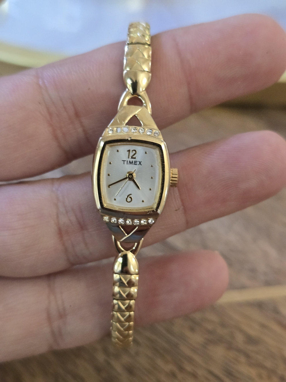 Timex Women's Gold-Tone Bracelet Watch - Elegant Crystal Accents